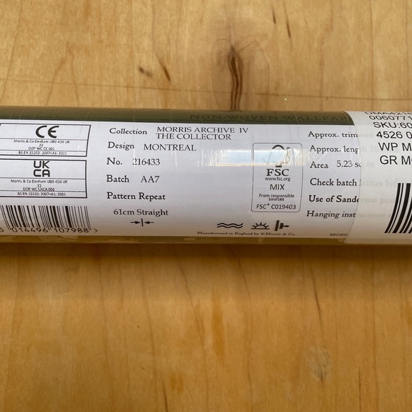 Anthropologie Montreal Wallpaper Charcoal Grey Motif Artist William Morris - Picture 8 of 11